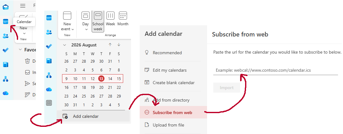 Adding this calendar in Outlook