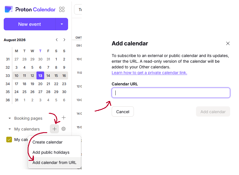 Adding this calendar in Proton