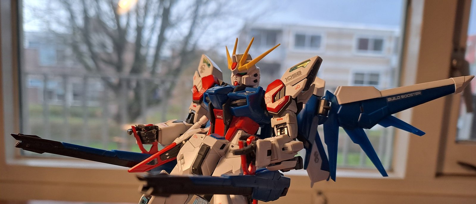 A plastic model of a Gundam