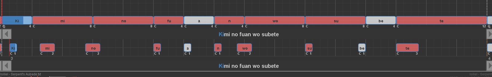Comparison between a freshly timed line and a refined line