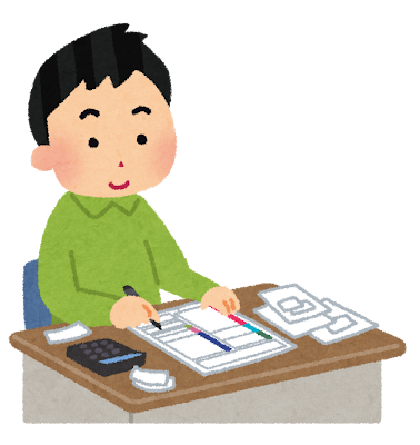 Illustration of a man filling in a declaration form